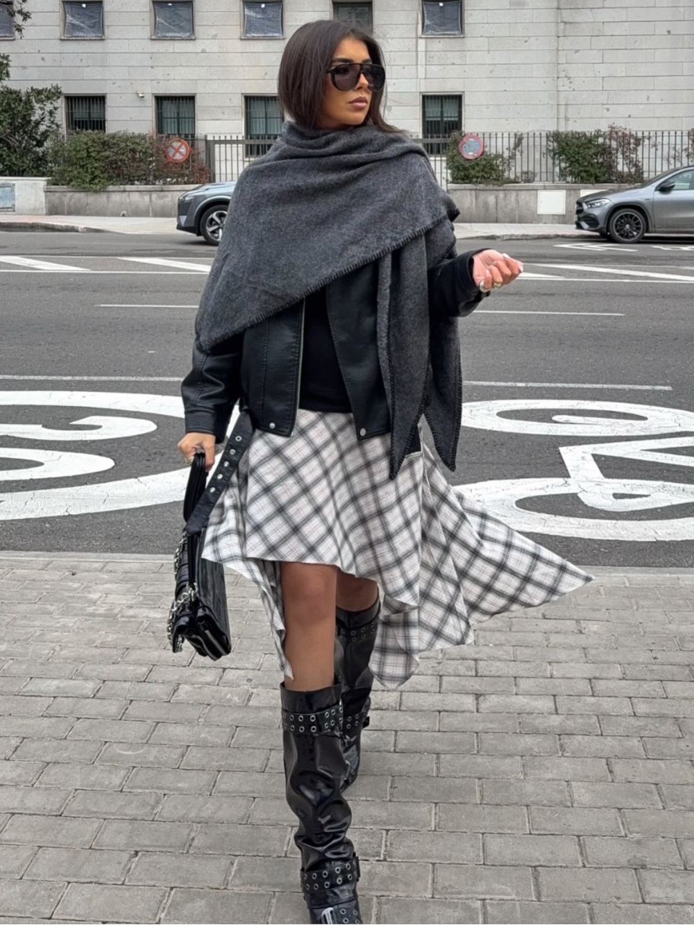 NWT Zara Asymmetric Plaid Skirt